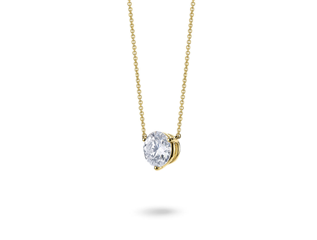 Pendentif solitaire en diamant de laboratoire de 2 carats à taille ronde et brillant | Blanc