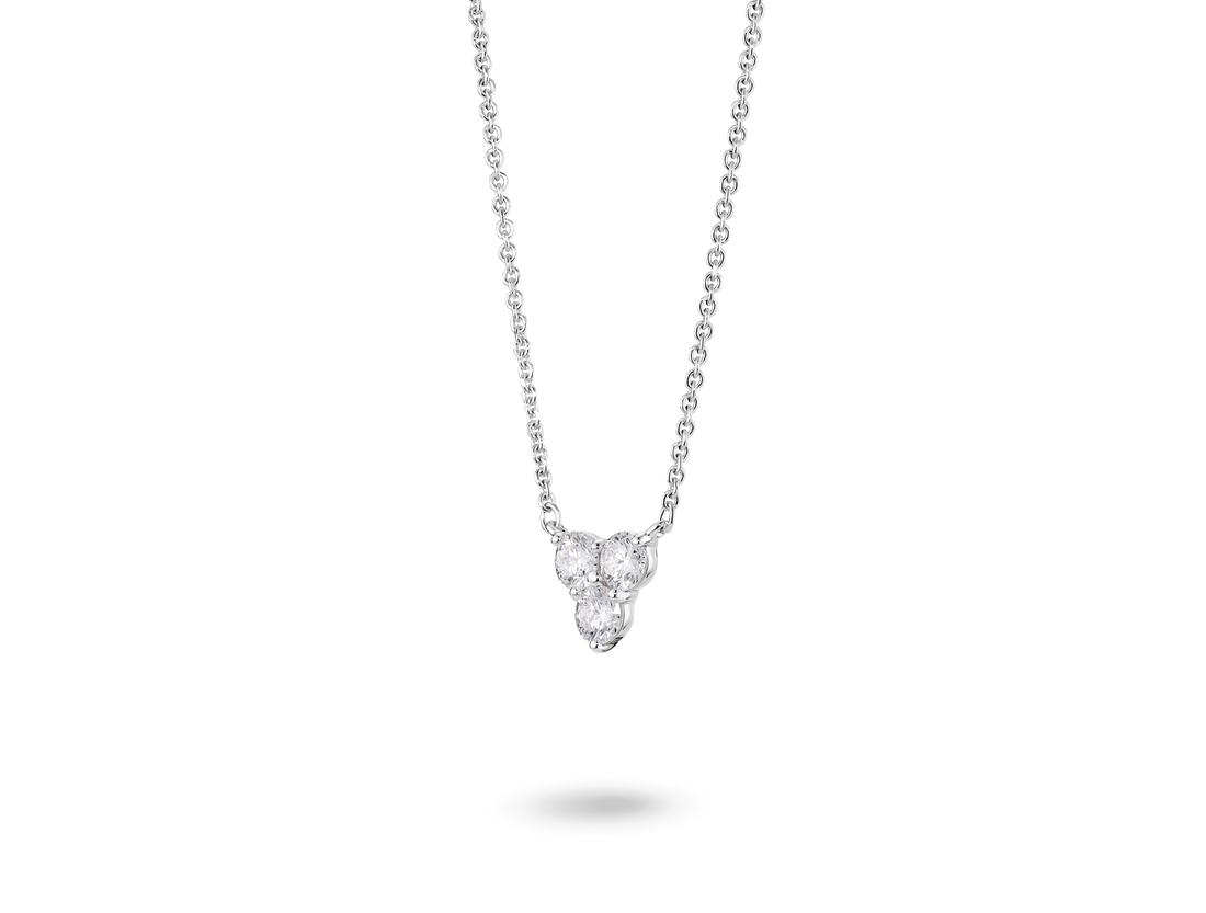 Pendentif Mini Trio de diamants ronds brillants de ³⁄₁₀ ct. tw. cultivés en laboratoire | Blanc