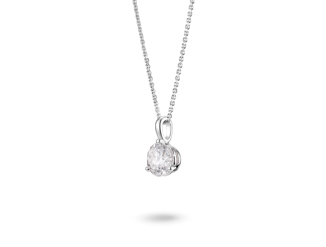 Pendentif solitaire en diamant de laboratoire de 1 ct à taille ronde brillante | Blanc