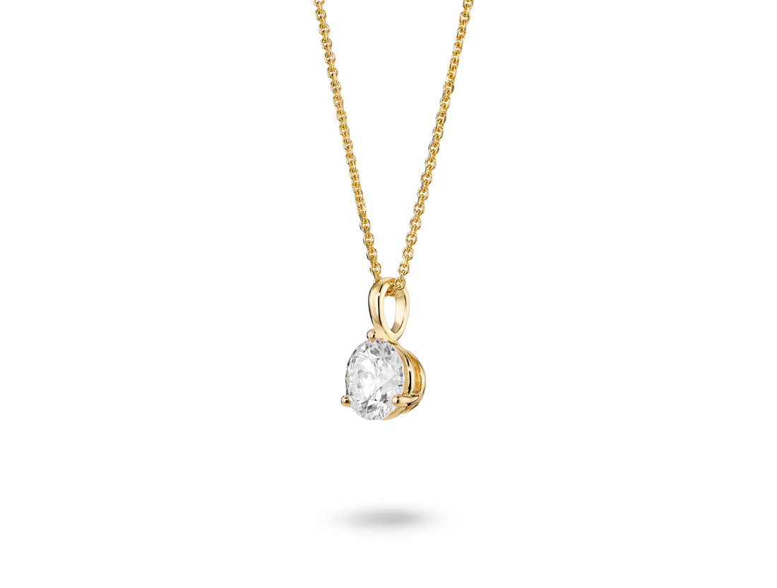 Pendentif solitaire en diamant de laboratoire de 1 ct à taille ronde brillante | Blanc