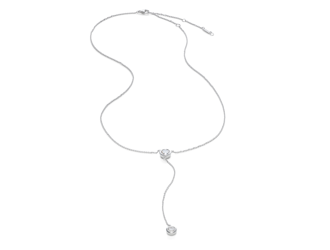 Pendentif Lariat à lunette ronde en diamant de ¾ ct. tw. cultivé en laboratoire | Blanc