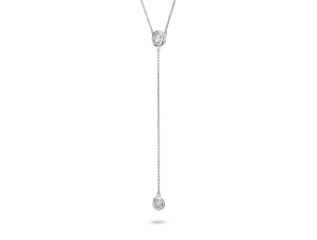 Pendentif Lariat à lunette ronde en diamant de ¾ ct. tw. cultivé en laboratoire | Blanc