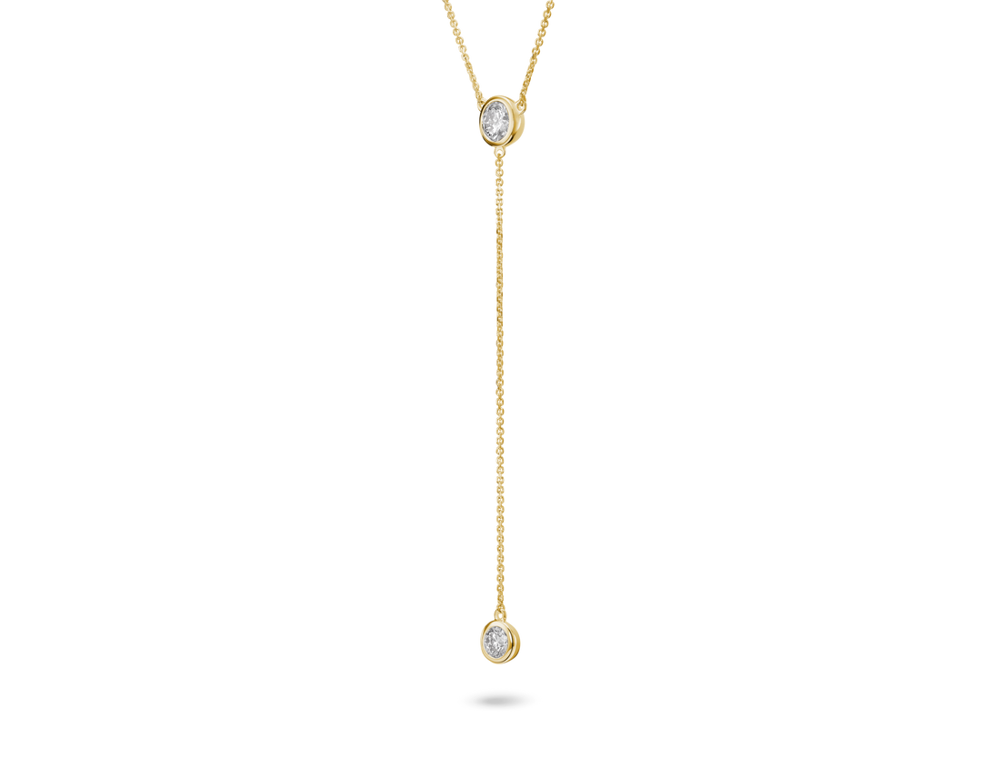 Lab-Grown Diamond ¾ct. tw. Ronde briljante bezel Lariat hanger | Wit