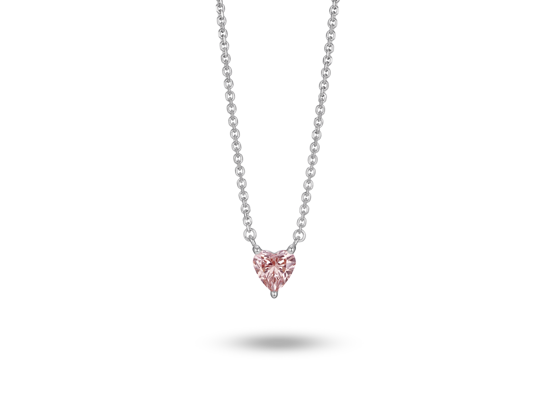 Pendentif mini cœur en diamant de 1/4 ct cultivé en laboratoire | Rose