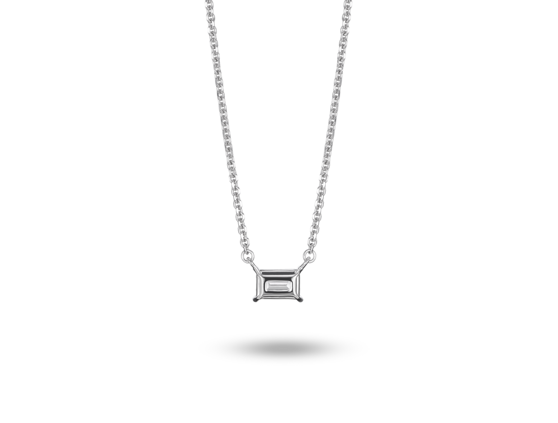 Pendentif mini-baguette en diamant de laboratoire ¼ ct | Blanc