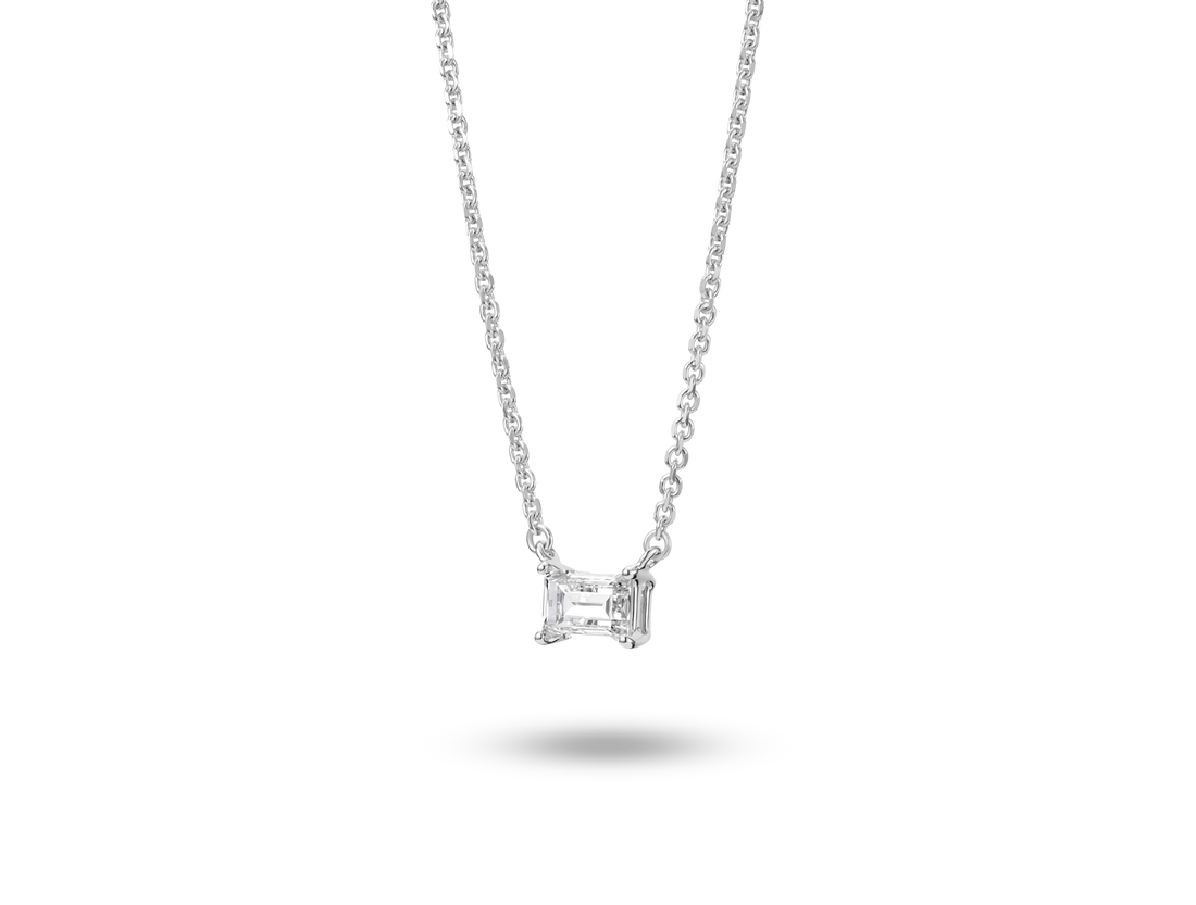 Pendentif mini-baguette en diamant de laboratoire ¼ ct | Blanc