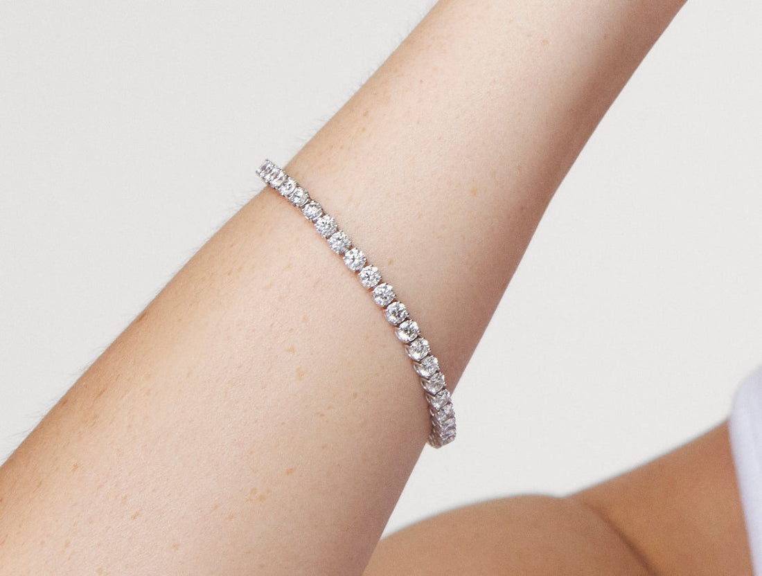 Bracelet tennis moyen en diamant cultivé en laboratoire - Couleur E/F, longueur 6,5" | Blanc