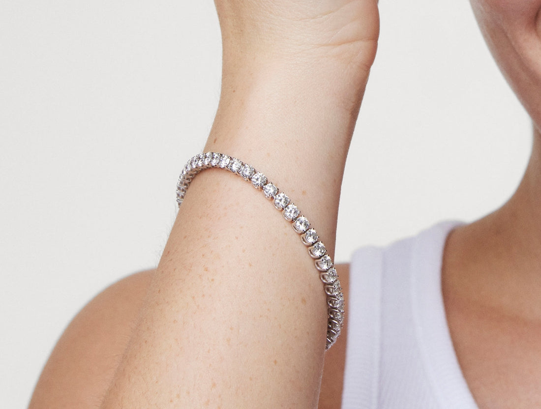 Bracelet tennis en diamant de laboratoire de grande taille - Couleur E/F, longueur 7" | Blanc