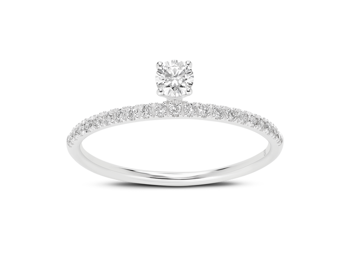 0.25 carat total weight floating stone pavé stacking ring in 14k white gold