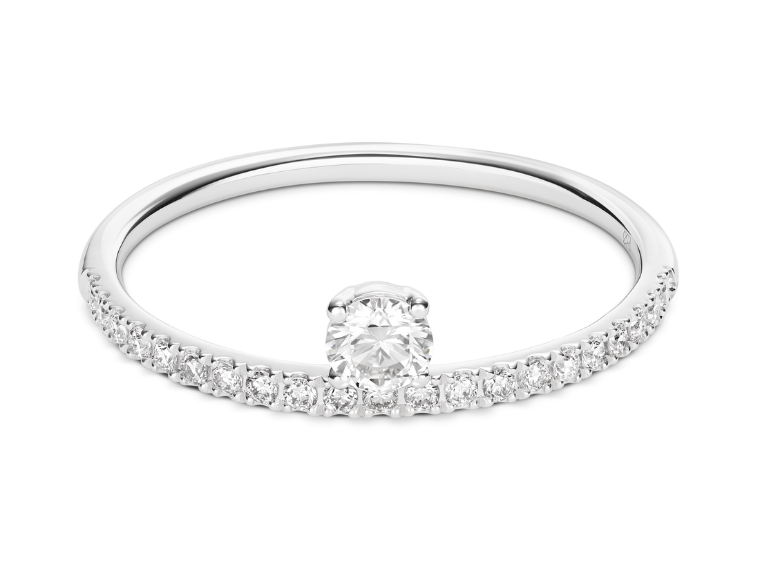 Lab-Grown Diamond ¼ct. tw. Floating Stone Pavé Stapelring | Wit