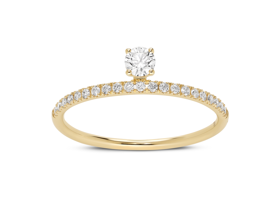 Lab-Grown Diamond ¼ct. tw. Floating Stone Pavé Stacking Ring | White