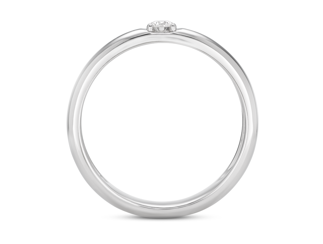 Lab-Grown Diamond ⅒ct. Moderne Inset Stapelring | Wit