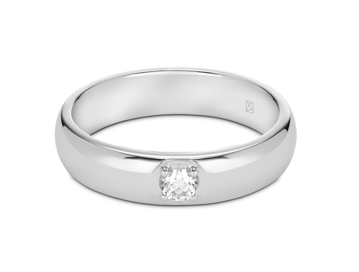 Modern inset stacking ring with 0.1 carat stone in 14k white gold