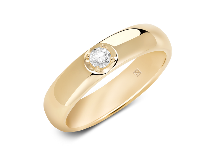 Lab-Grown Diamond ⅒ct. Moderne Inset Stapelring | Wit