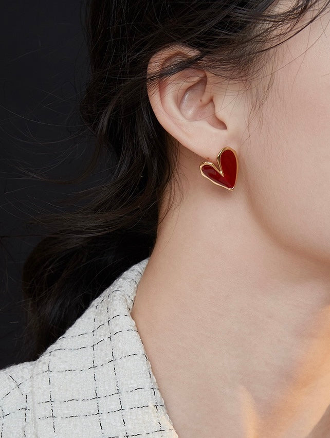 Red Heart-shaped Earrings