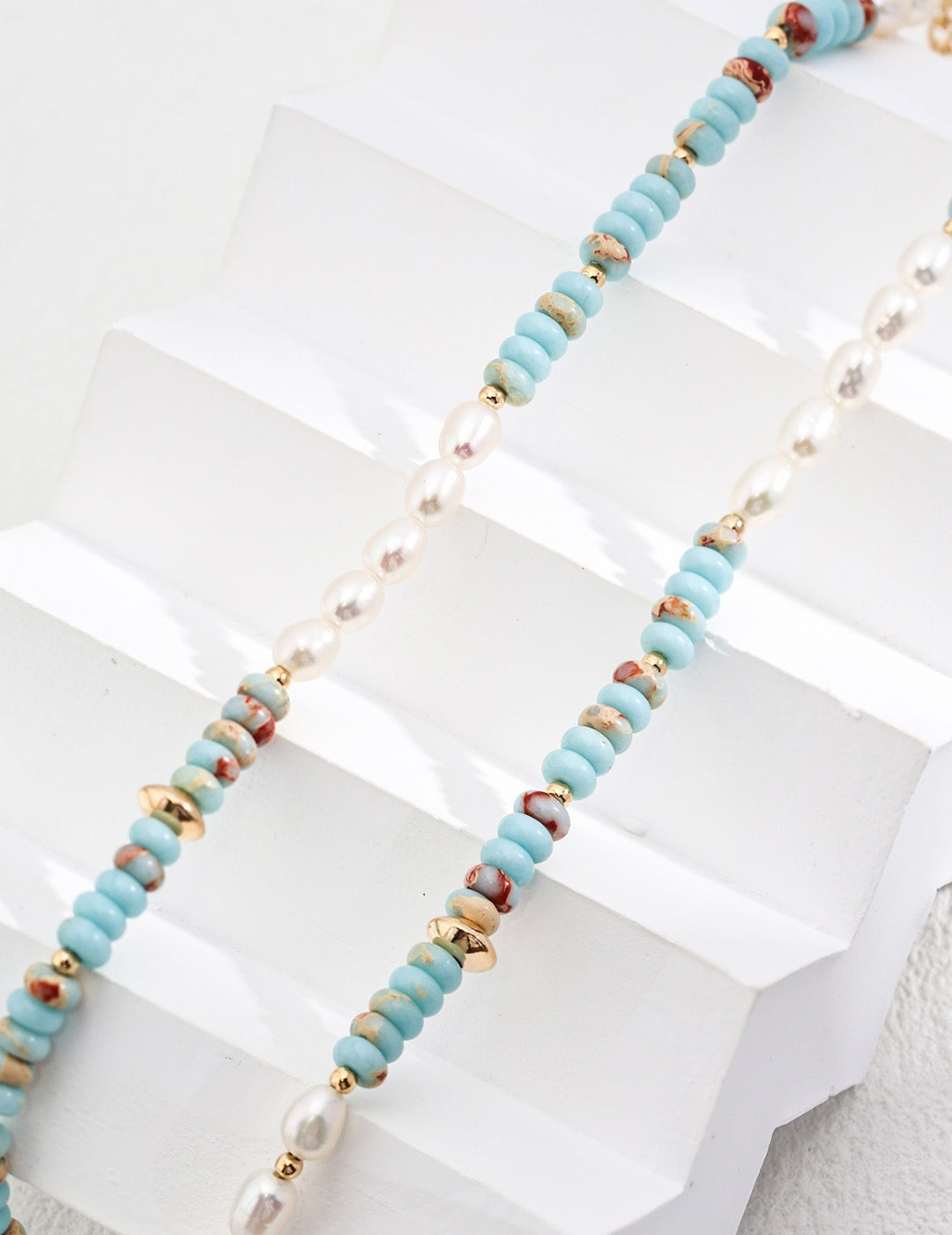 Blue Stone Pearl Necklace