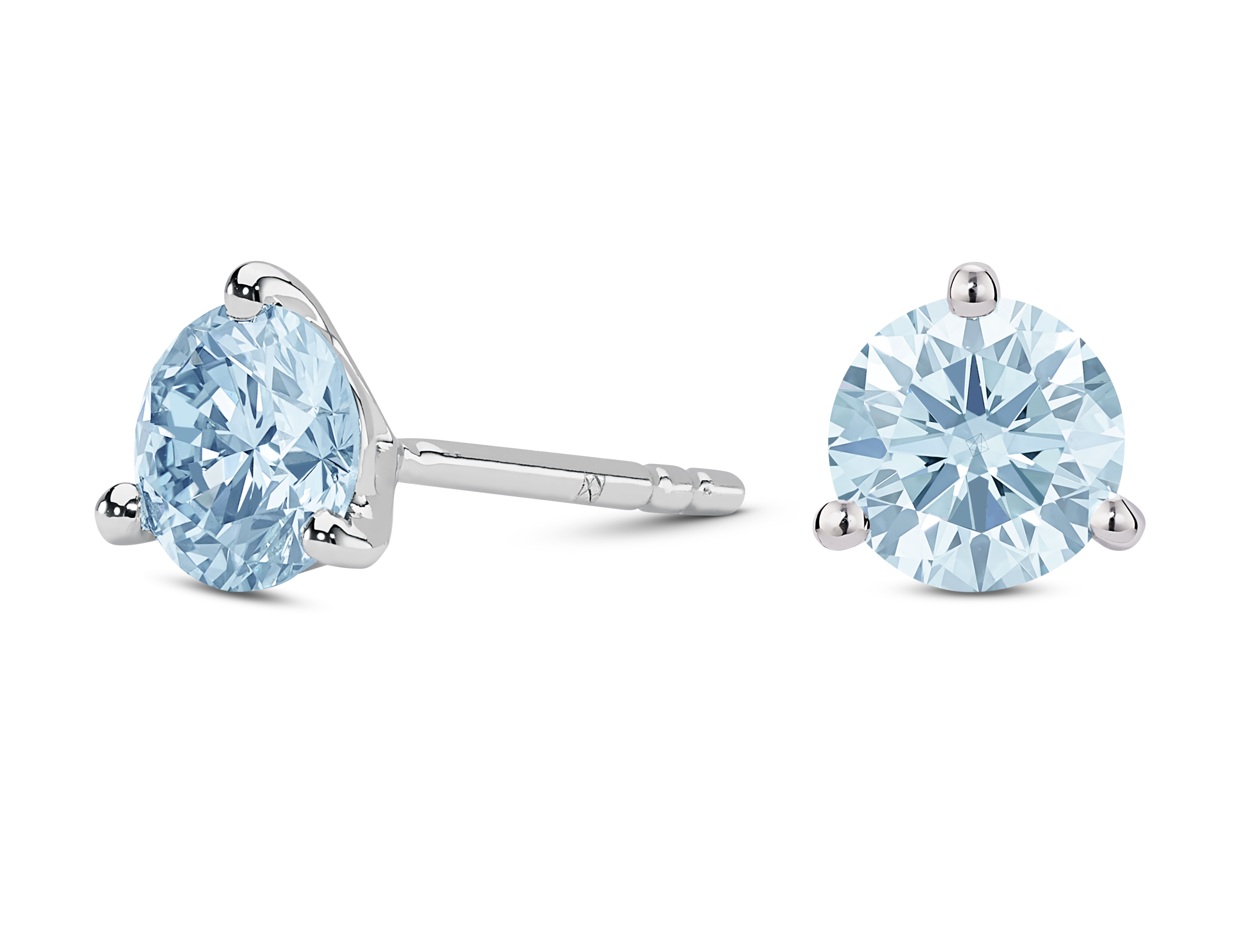 Clous d'oreilles en or 14 carats avec diamant de laboratoire de 2 carats et taille brillant | Bleu