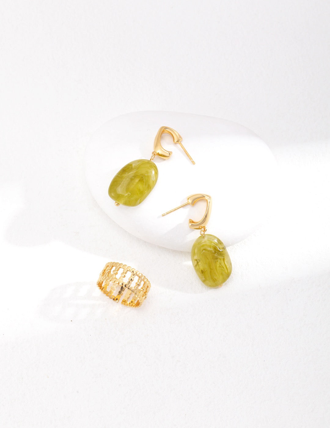 Green Resin Earrings