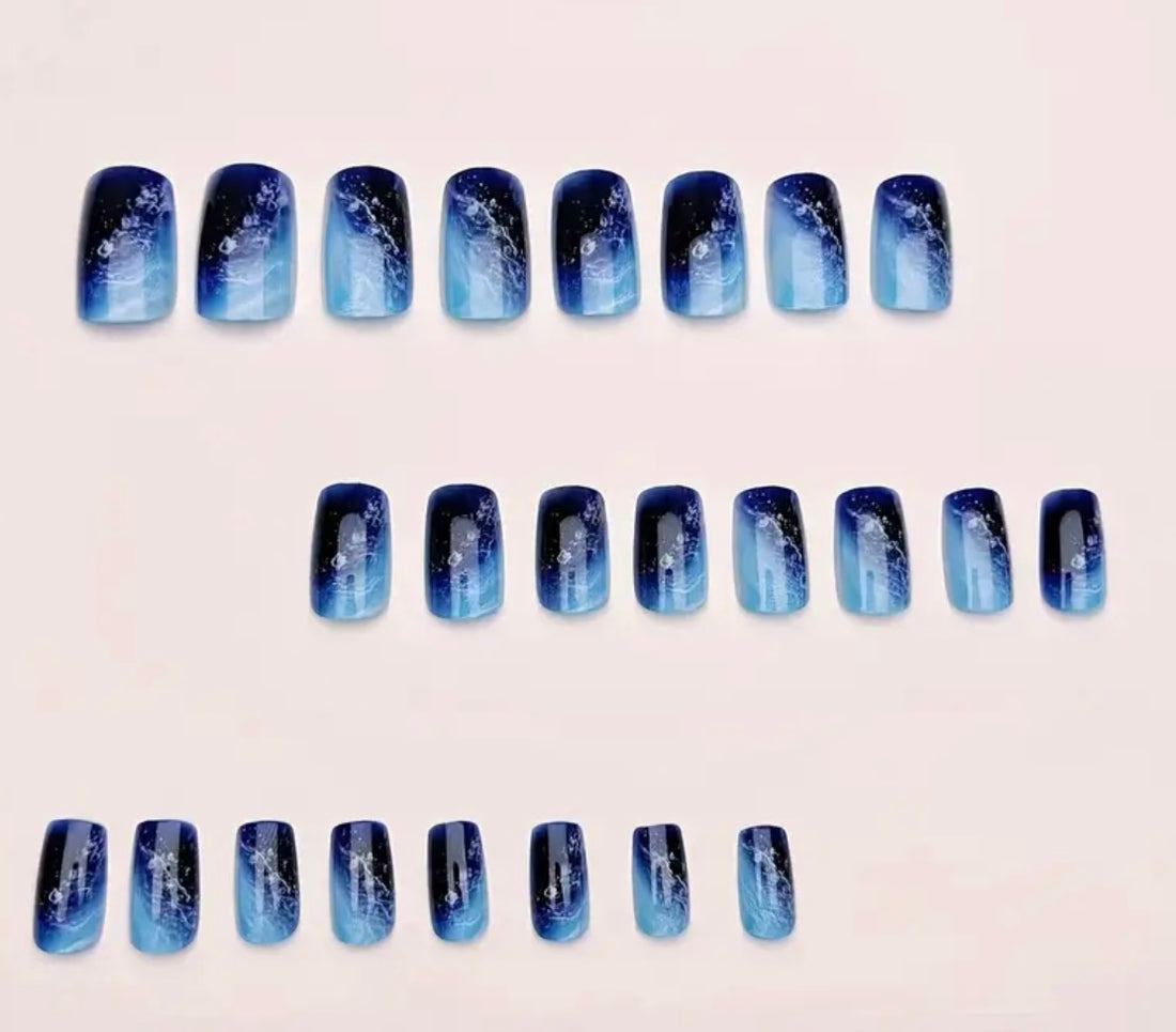 Blue Aura Sky Cloud Press-on Nails